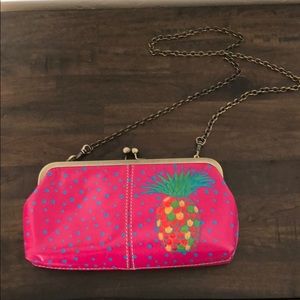 Patricia Nash leather clutch crossbody pineapple